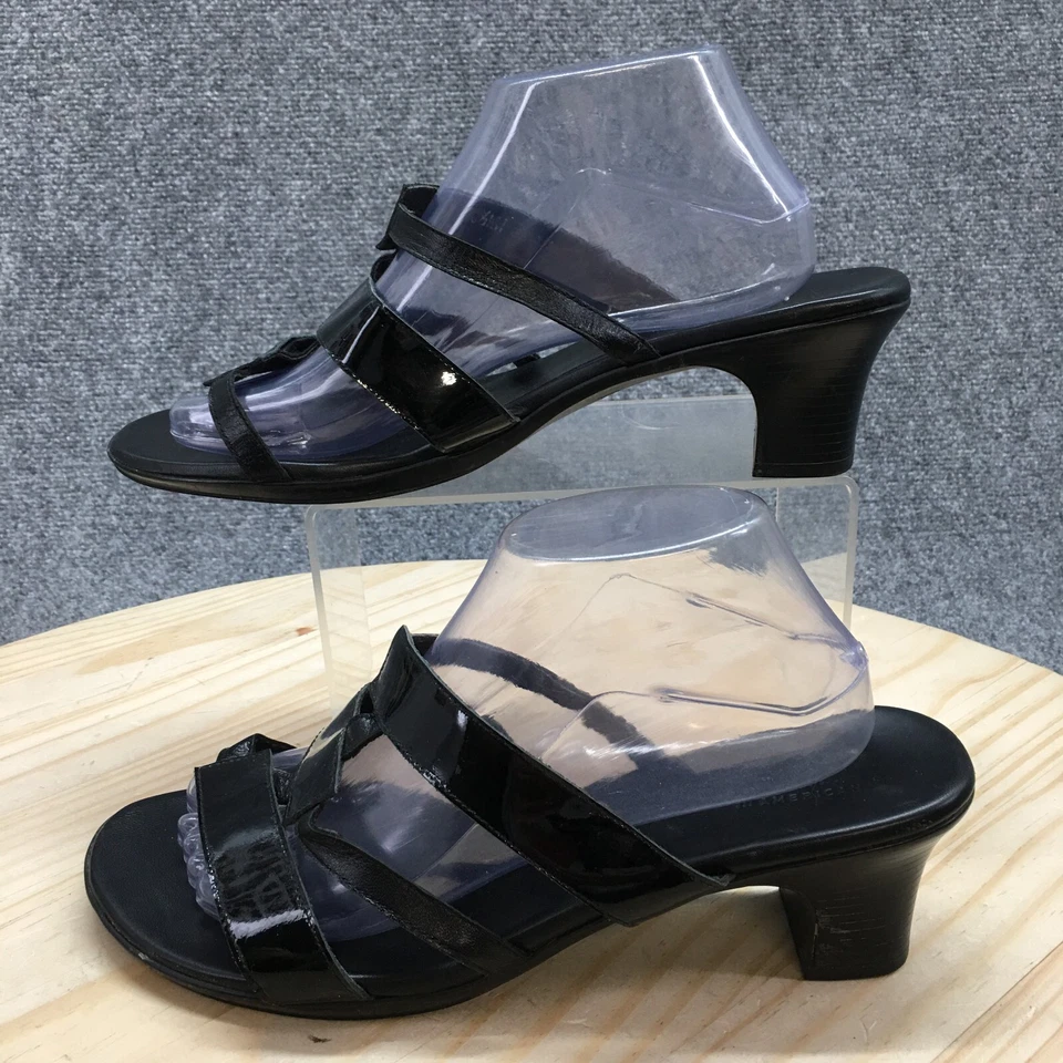Munro American Sandals Womens 10.5 WW Karen Scott Slides Black Leather Heels - Image 2 of 4