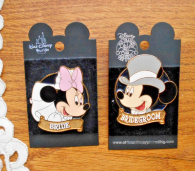 NEW 2001 HTF Disney pin Set Wedding Groom Mickey Mouse Bride Minnie Mouse