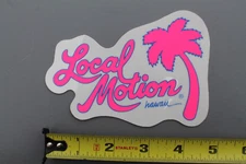 LOCAL MOTION Hawaii Surf Clear Neon Pink Blue 80's LM2 Vintage Surfing STICKER