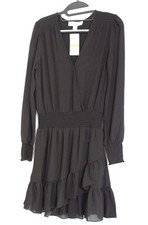 Michael Kors Women's Ruffled Wrap Dress Black Size P/S NWT
