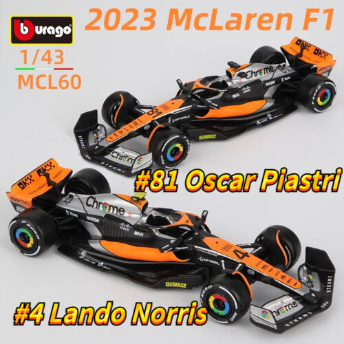 Bburago 1:43 McLaren F1 MCL60 2023 #4 Lando Norris / #81 Oscar Piastri Modellino auto - Foto 1 di 26