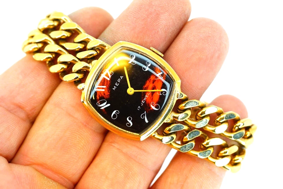 MEPA Reloj Mecánico Suizo Mujer Eslabón Cubano Pulsera 17 Joyas Reloj Pulsera Foto 2 de 4