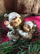 Engel, Engelpaar, handbemalt, Putte, Gl&uuml;cksbringer, H&ouml;he 8,5 cm, Figur, NEU