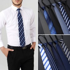 Mens Tie Skinny Classic Black Wedding Solid Necktie Boys Plain Smart Party Sl