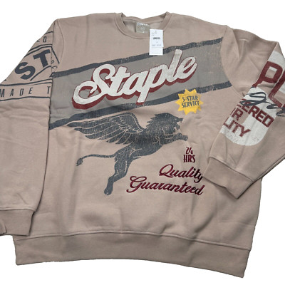 Jeff Staple AOP Sweatshirt Men 2XL Khaki Graphic Crew Neck Long Sleeve New w Tag