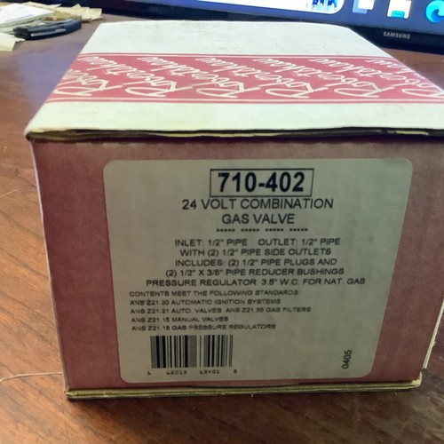 Robertshaw 710-402 24-Volt Combination Gas Valve 1/2” Inlet 1/2” Outlet (new)