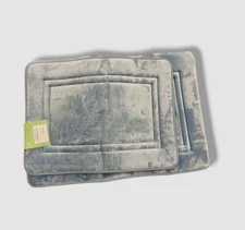 Truly Calm Blue Antimicrobial Memory Foam Bath Rug, 2pc Set