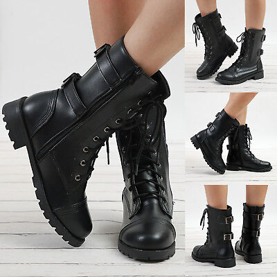 ladies leather combat boots