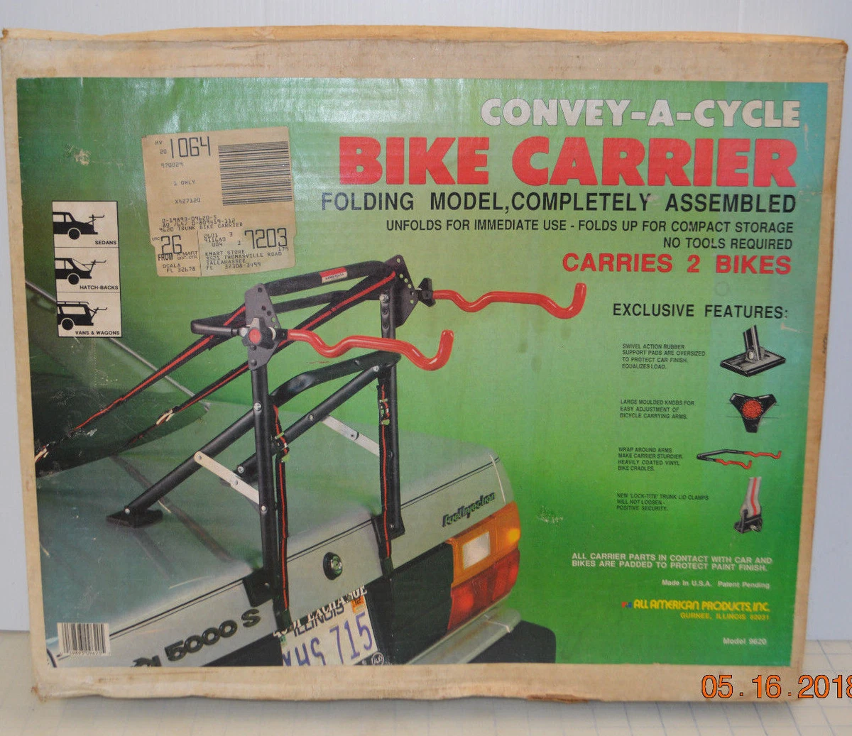 Convey A Cycle 2 Bike Carrier Car Trunk Mount Bikes Model 9620
