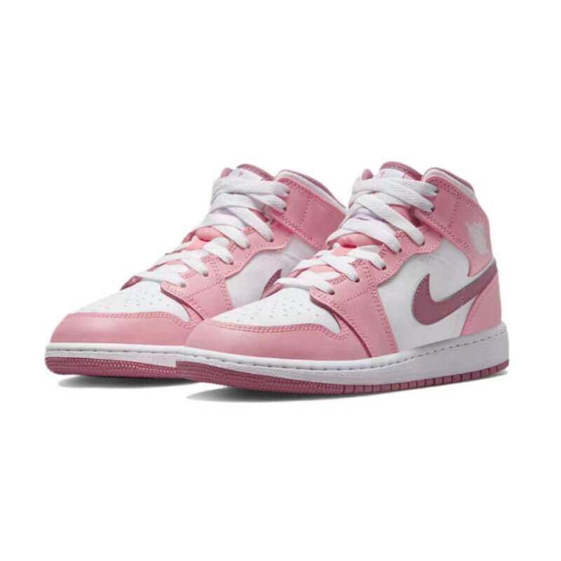 Nike Air Jordan 1 AJ1 Mid GS Coral Chalk White Pink Shoes