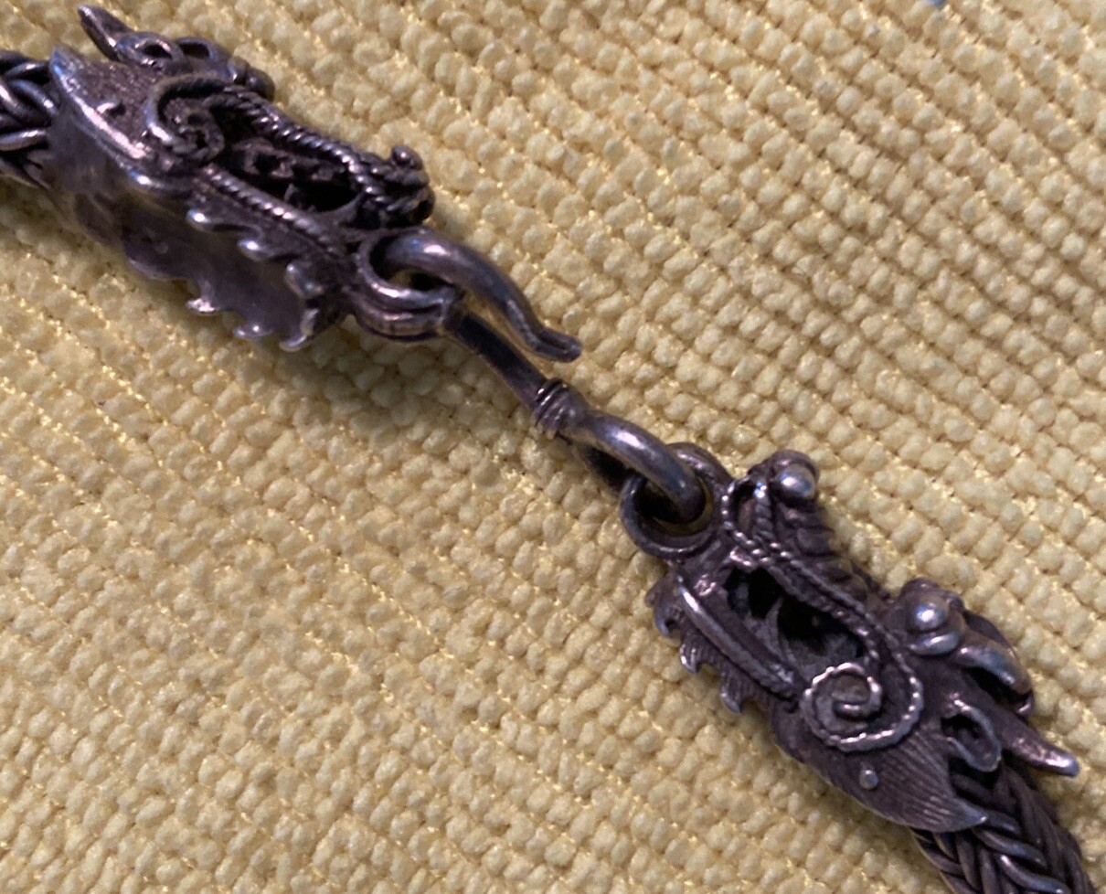 Solid 925 Fine Silver Bracelet Animals Dragon Sna… - image 14