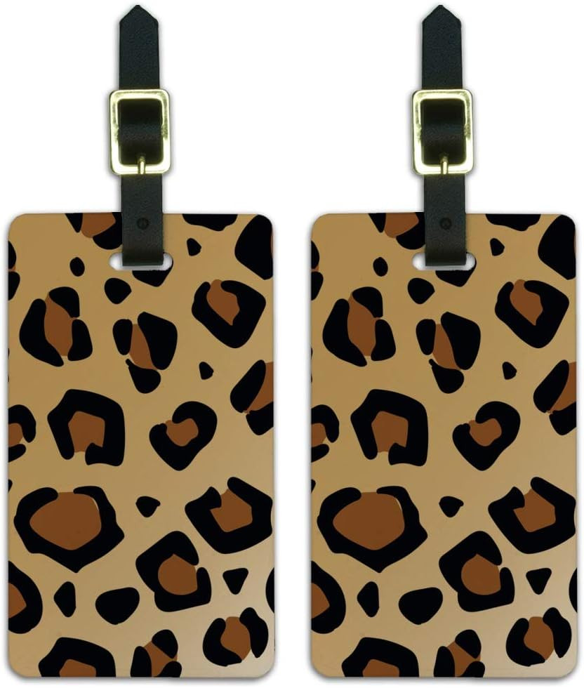 Leopard Print Animal Spots Luggage ID Tags Suitcase Carry-On Cards - Set of 2