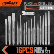 17PC Punch and Chisel Set Taper/Pin/Center Punch Cold Chisels With Cloth Bag H-H