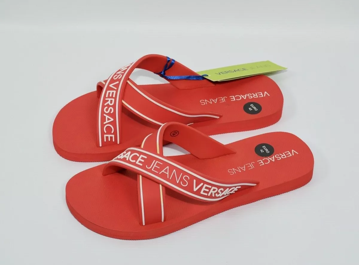 VERSACE JEANS SLIDERS L. FONDO SEA RED MEN S size 42 US 9 eBay