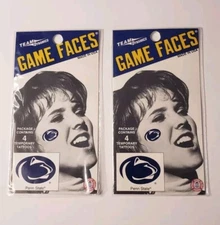 GAME FACES Penn State University Temporary Tattoos (2pk) PSU Logo Football NIP