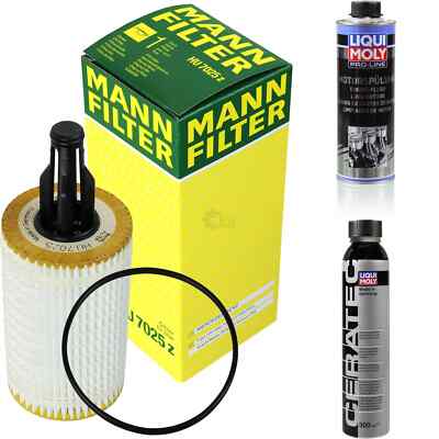 MANN-FILTER ÖLFILTER HU 7025 z + LIQUI MOLY Cera Tec 3721 + Motorspülung 2427