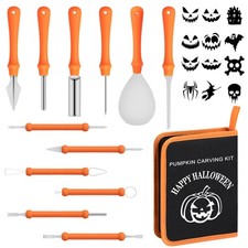 Halloween Pumpkin Carving Kit with 12 Stencils  Bag,Pumpkin Carving Tools