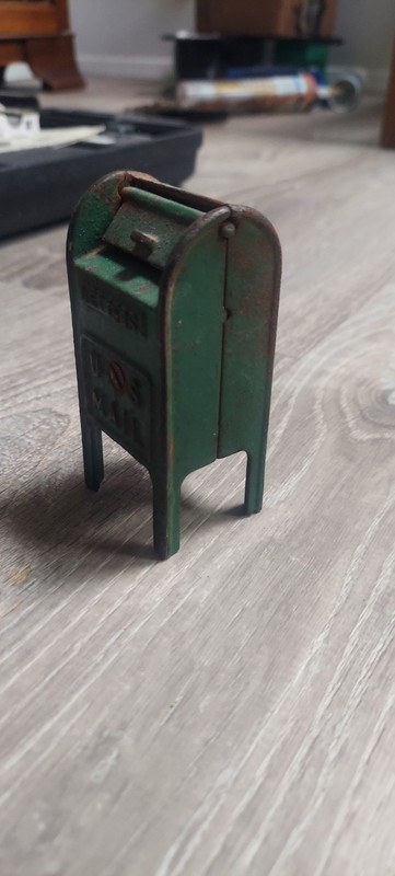 Antique Cast Iron Still Bank Postal Box Letters Piggy Bank