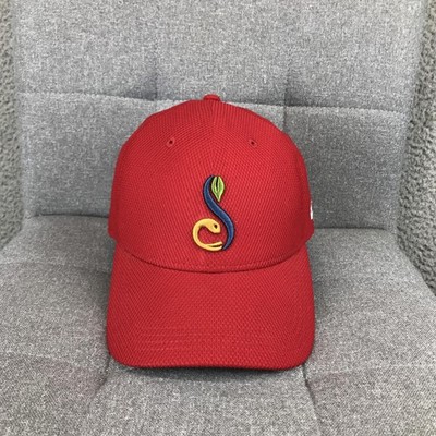 New Era Hat Cap Fitted Mens L Red Golf Logo Baseball Lightweight Knit Casual