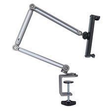 Silver Metal Bed Phone Holder Clamp Foldable Desk Long Arm 360 Mount Light Stand