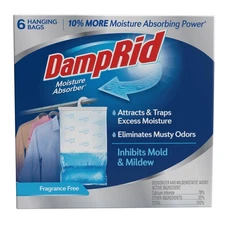 DampRid Fragrance Free Hanging Moisture Absorber, 15.4 oz., 6 Pack - Eliminates