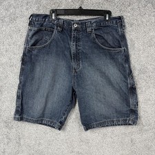 Vintage 90s Wrangler Cargo Shorts Mens 36x9 Blue Denim Carpenter Baggy Utility