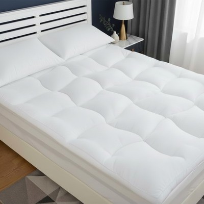 ELOVELA Flauschige Matratzenauflage Kingsize Bett - 10 cm Extra Premium King, Weiß