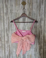 Love Shack Fancy Pink Bow Sleeveless Vima Crop Top Coquette Romantic Size 2 $295