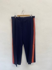 Stunning Wyse London Cropped trousers UK 16 Navy side stripe FM547