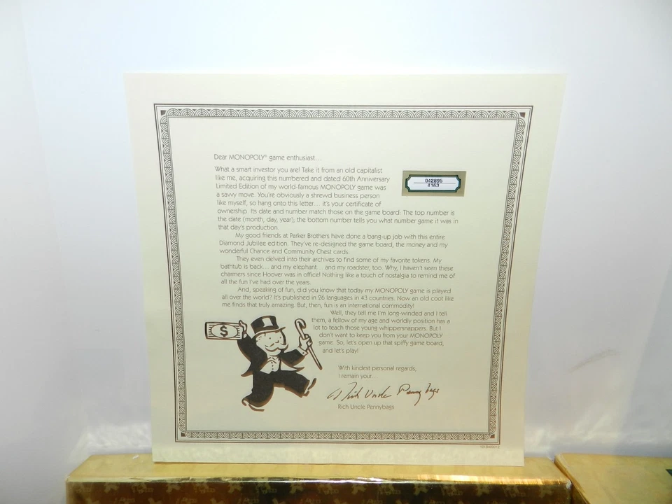 Monopoly 60th Anniversary Limited Edition Gold Board Game Complete 1 Owner - Image 2 of 4