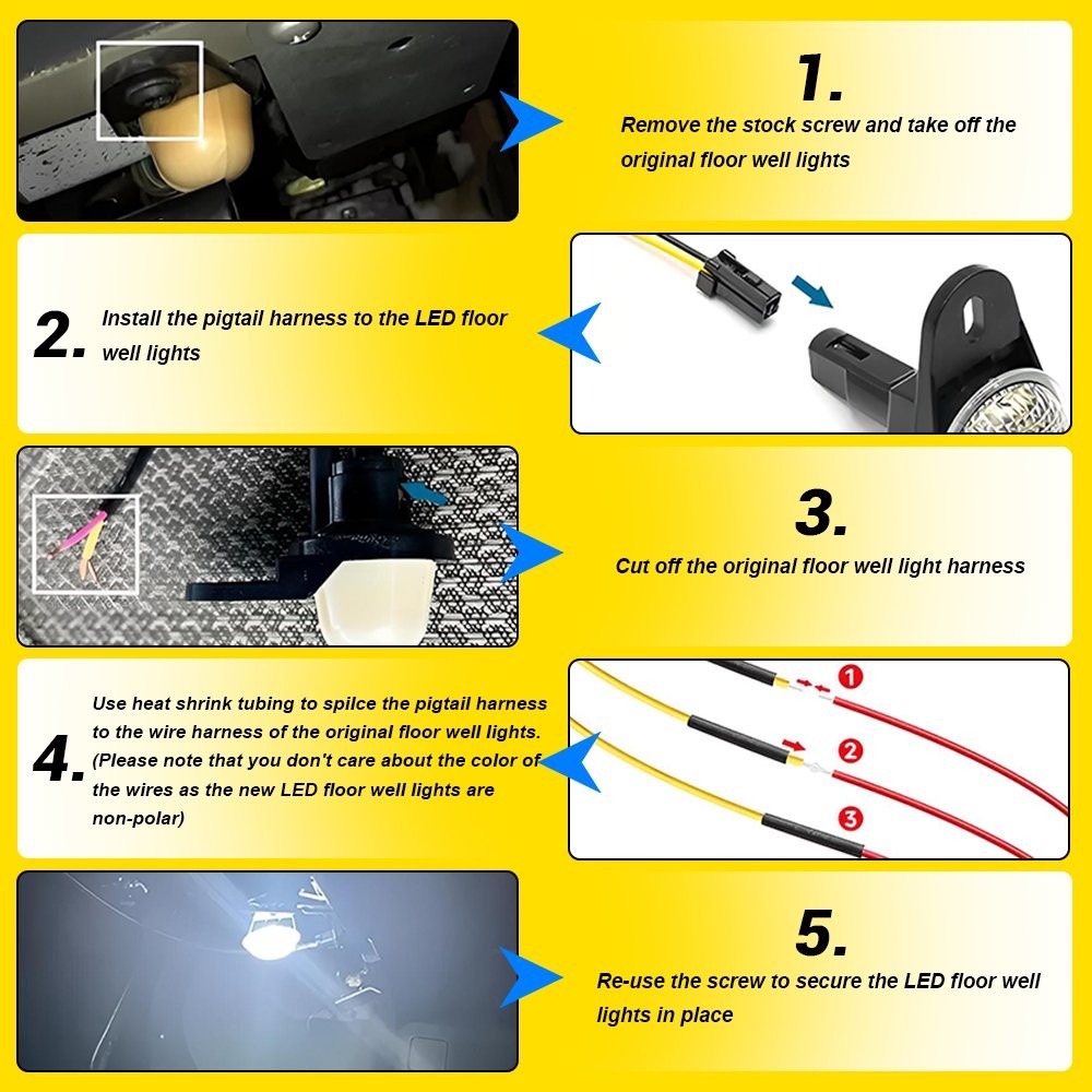 White LED Under Dash Courtesy Footwell Light Fit for Dodge Ram Durango 2013-2023 thumbnail 7