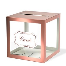 Rose Gold Clear Window Cards Box Receiving Birthday Wedding Shower Money Decor
