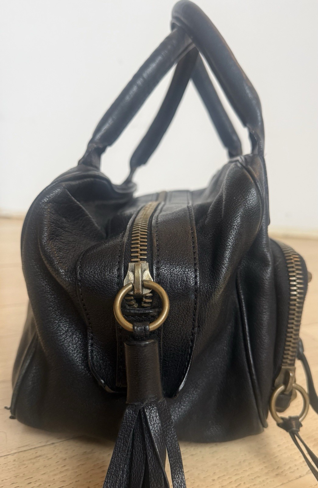 Chloe Designer Black Leather Rectangular Bag With… - image 4