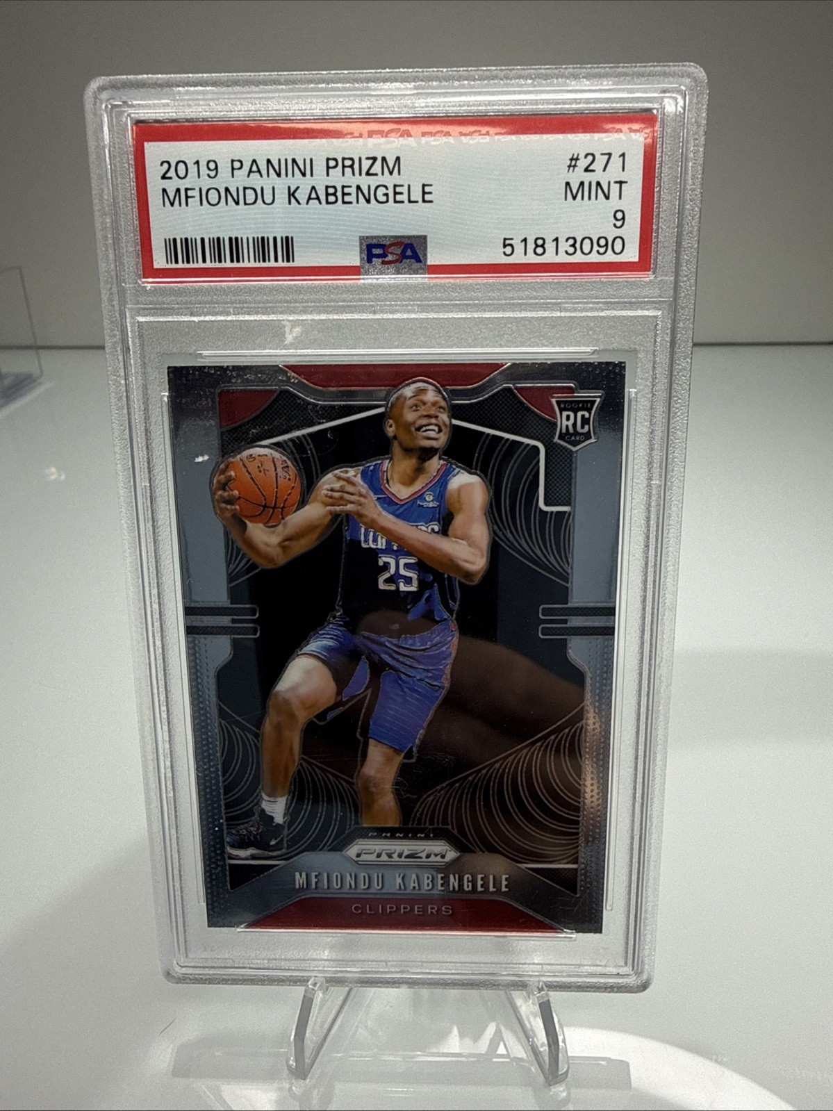 2019-20 Panini Prizm #271 Mfiondu Kabengele Rookie Clippers PSA 9 MINT