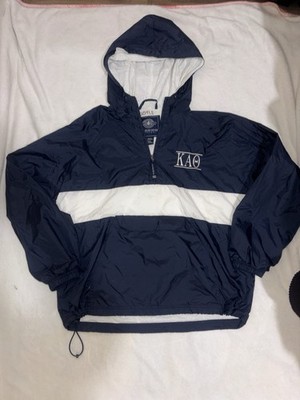 Charles River Apparel Kappa Alpha Theta Sorority Navy White Stripe Hooded Jacket