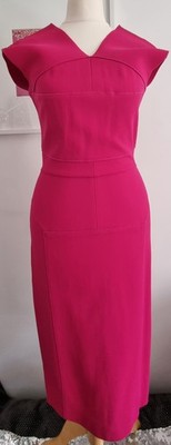 Roland Mouret Hot Pink Fitted Dress Size 8 Sample Piece Wedding Races Cruise