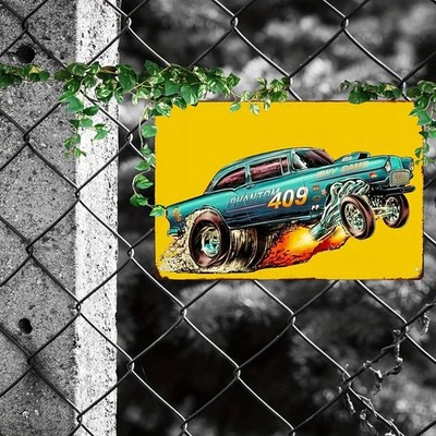 Retro Racing Turbo Games 409 Hot Rod Tin Metal Signs Home Décor 8x12 
