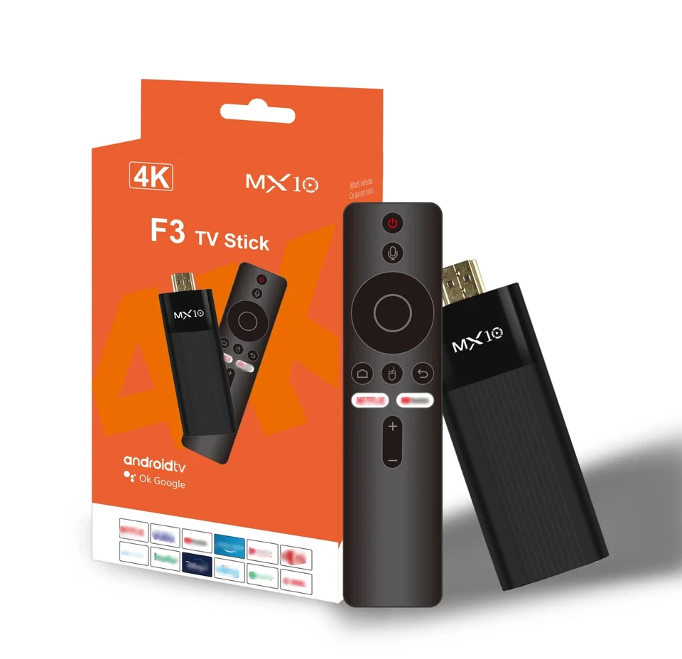 Nouveau 2025 Décodeur Fire TV Stick MX10 F3 Smart Android 10 TV Box Clavier Rii - Photo 2/4
