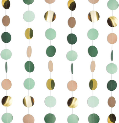 New Green Paper Sequin Garland 3 Pieces Glitter Dot Garland Round Decoration New