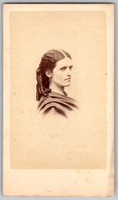 Antique CDV Circa 1860s N. C. Sanborn Gorgeous Lady W/ Braided Hair Lowell Ma