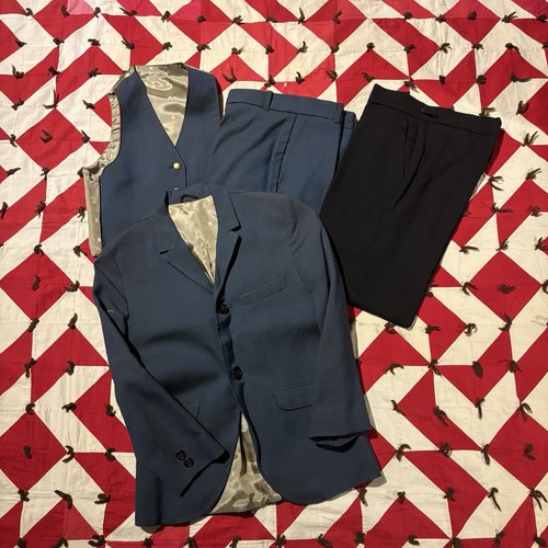 Vintage 1960s Youth Suit Formal Wear Rayon? Blue As Is 4 Piece Lot