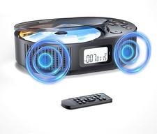 Portable CD Player  CD Player W/ Speaker Remote Control  Support FM Radio  Black