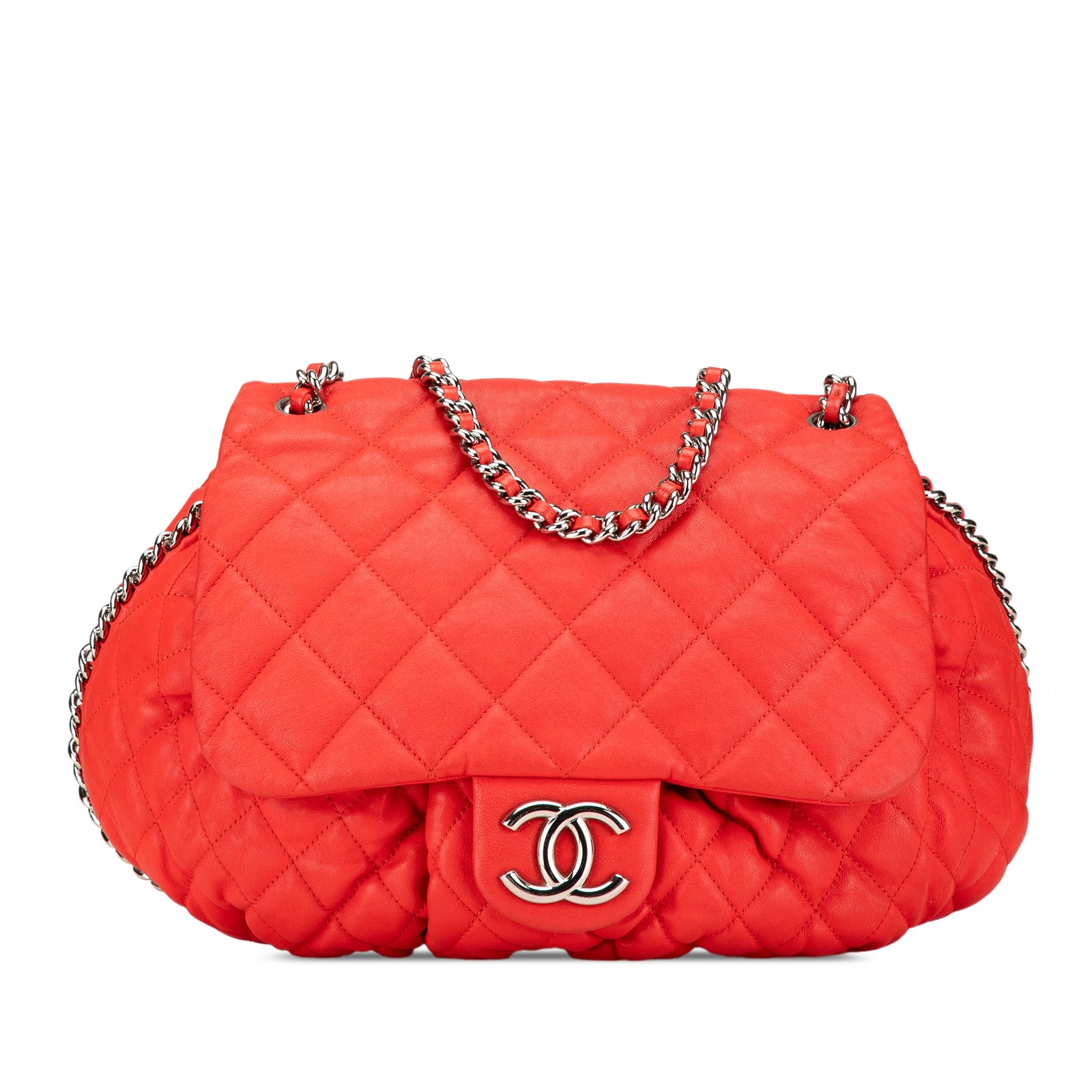 Chanel Large Quilted Lambskin Chain Around Flap Bag