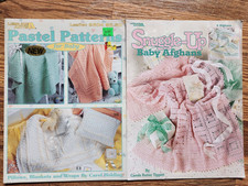 2 books crochet baby afghans Leisure Arts 21 designs Snuggle Up, Pastel Patterns