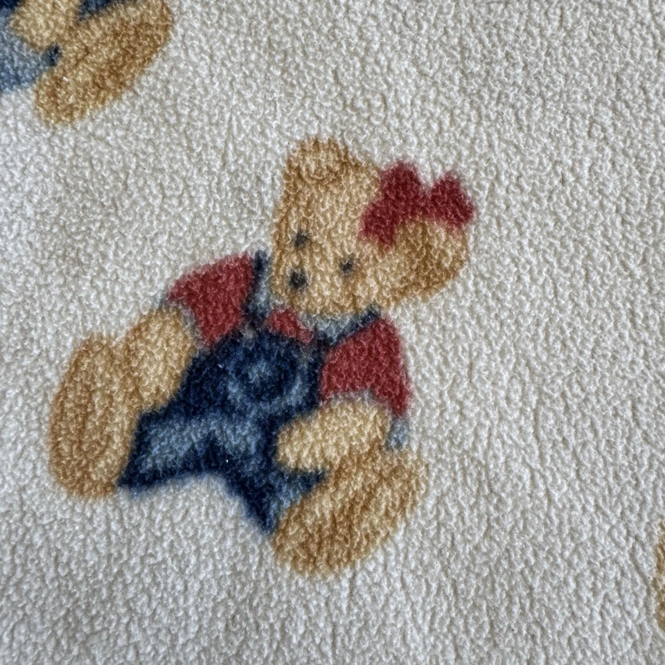 Vintage Blue Jean Teddy Bear Fleece Baby Blanket Girl And Boy Stars Springmaid - Image 4 of 4