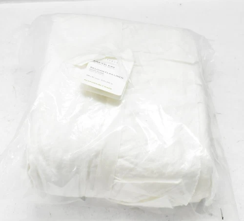 Pottery Barn King/Cal King Belgian Flax Linen Duvet Cover 108" x 92" White
