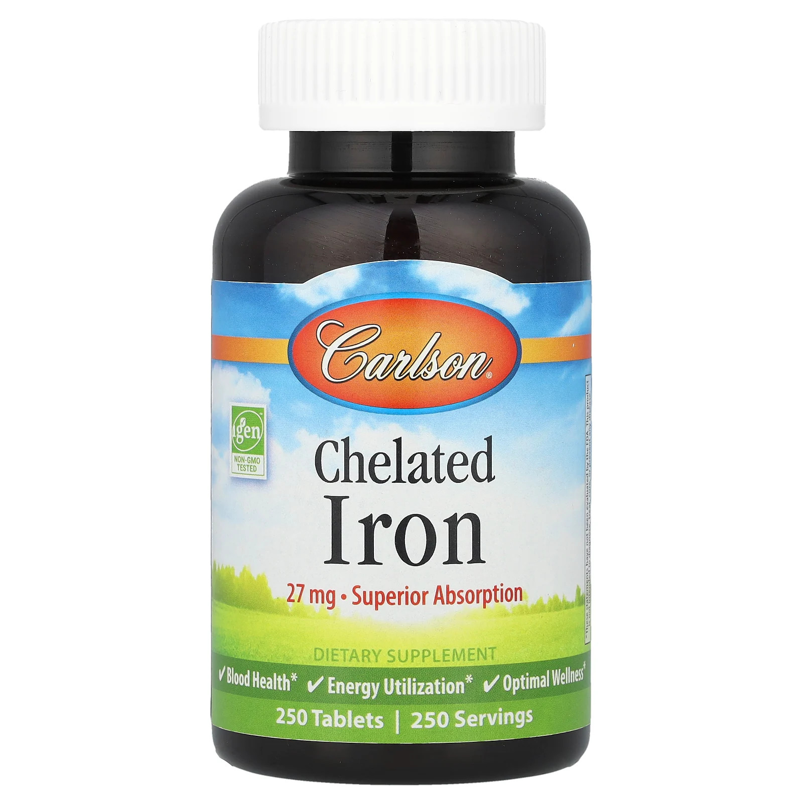 Carlson Labs Chelate Iron 250 таблеток без глютена, без молока