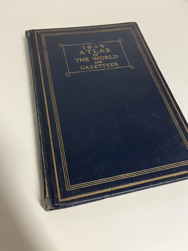 Funk & Wagnalls “1924 Atlas Of The World And Gazetteer”. Hard Cover,Gold Letters