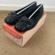 Easy Spirit Dayanna Black Woven Ballet Flats Square Toe Bow Accent Womens 8M New
