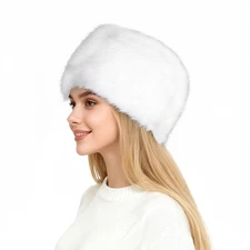 Womens Winter Faux Fur Hat with Elastic Earwarmer Earmuff Warm Cap Fluffy Buc...